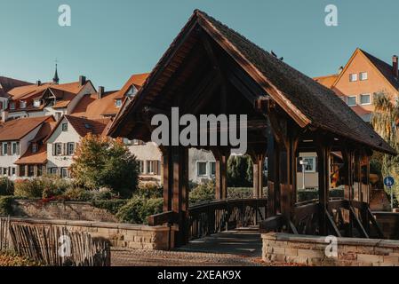 Altes deutsches Bürgerhaus in Bietigheim-Bissingen, Baden-Württemberg, Deutschland, Europa. Die Altstadt ist voller bunter und wir Stockfoto