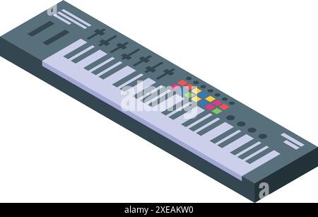 Elektronischer Piano-Keyboard-Synthesizer zum Komponieren und Abspielen von Musik, die moderne Musikproduktion repräsentiert Stock Vektor