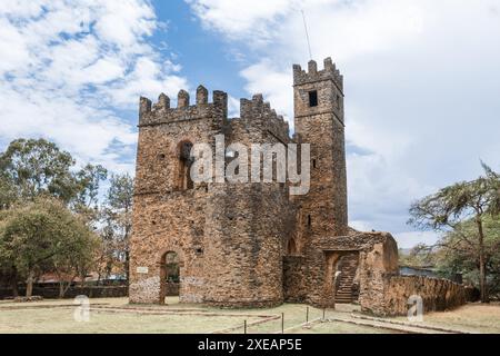 Königlicher Fasil Ghebbi Palast, Schloss in Gondar, Äthiopien, kulturelle Architektur Stockfoto