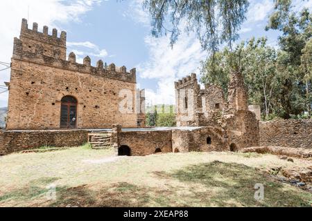 Königlicher Fasil Ghebbi Palast, Schloss in Gondar, Äthiopien, kulturelle Architektur Stockfoto