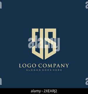 JS-Logo mit Schild. Stock Vektor