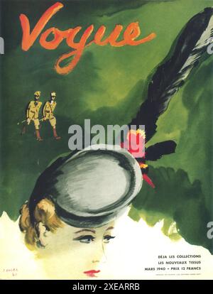 März 1940 Vogue Paris Cover mit Jean Pages Art Stockfoto