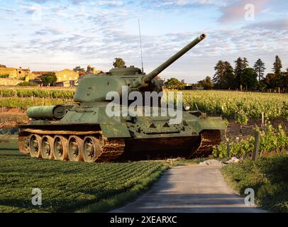 Russischer T34-Panzer in einem Weinberg verlassen Stockfoto