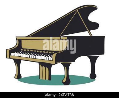 Flache Illustration des Klaviers, Symbol isoliert auf weißem Hintergrund. Stockfoto