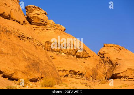 Nahaufnahme von Wadi Rum, Jordan Sandstone Rocks Stockfoto