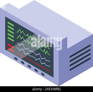 Medizinischer Monitor zeigt die Herzfrequenz eines Patienten an und zeigt dessen Vitalparameter an Stock Vektor