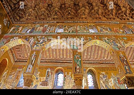 Mosaike mit Geschichten aus dem Alten und Neuen Testament in Capella Palatina in Palermo Sizilien Italien Stockfoto