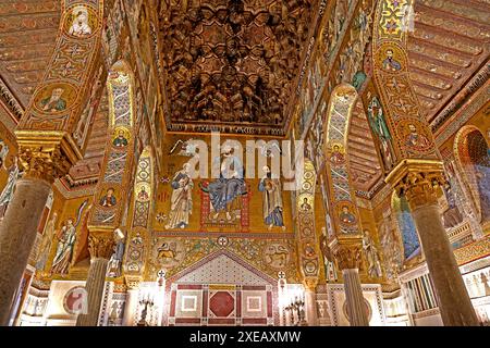 Mosaike mit Geschichten aus dem Alten und Neuen Testament in Capella Palatina in Palermo Sizilien Italien Stockfoto