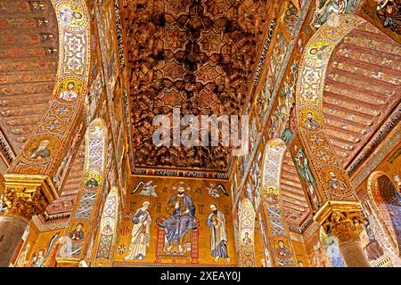 Mosaike mit Geschichten aus dem Alten und Neuen Testament in Capella Palatina in Palermo Sizilien Italien Stockfoto