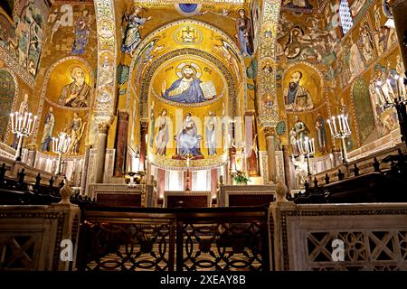 Mosaike mit Geschichten aus dem Alten und Neuen Testament in Capella Palatina in Palermo Sizilien Italien Stockfoto