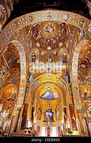 Mosaike mit Geschichten aus dem Alten und Neuen Testament in Capella Palatina in Palermo Sizilien Italien Stockfoto