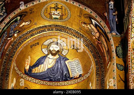 Mosaik von Christus Pantokrator in Capella Palatina in Palermo Sizilien Italien Stockfoto