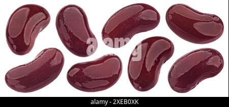 Rote Kidneybohnen aus Dosen, isoliert auf weißem Hintergrund Stockfoto