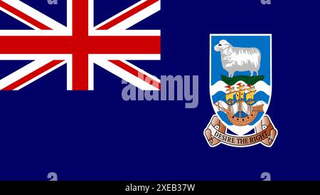 Flagge der Falklandinseln. Falklandinseln. statussymbol. Nationales Symbol. 3D-Abbildung. Insel c Stockfoto