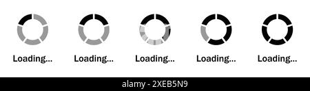 Symbol „Set of Loading“. Statussymbol für Ladebalken. Download-Fortschritt. Abbildung des Statusvektors für das Laden der Sammlung. Stock Vektor