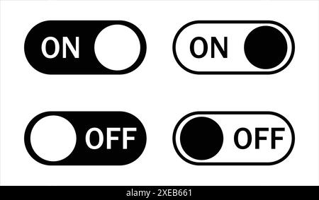 Ein- und Ausschaltsymbol. Kippschalter ein aus schalten. Ein-/Ausschalten der Vektortaste für Web und App. Vektorabbildung. Stock Vektor