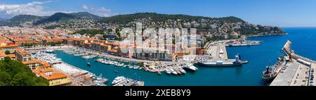 Hafen von Nizza, Frankreich Pano-Luft Stockfoto