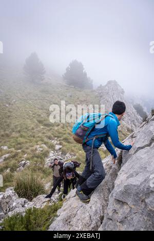 Aufsteigen auf den Sporn von Xaragal De Sa Camamilla Stockfoto