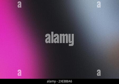 Abstrakter Hintergrund mit körniger Textur mit rosa und blauen Farbverläufen, die zu schwarz verfärben Stockfoto