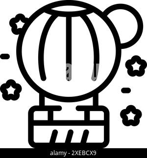 Heißluftballon startet von einem Vergnügungspark, umgeben von funkelnden Sternen Stock Vektor