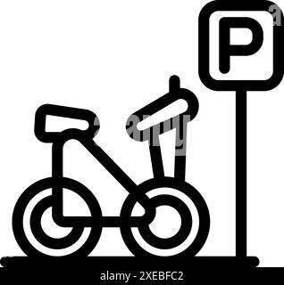 Schild für Fahrradparkplätze mit Fahrradparkplatz oder ausgewiesenem Fahrradbereich Stock Vektor