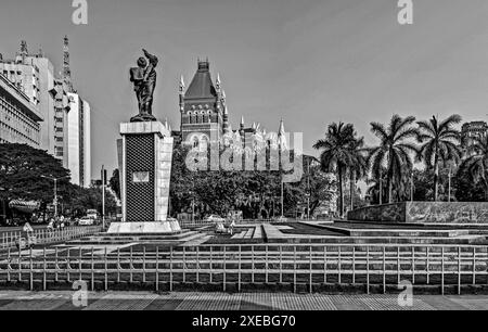 11 13 2016 Vintage altes Schwarzweiß Foto von der historischen Architektur Flora Brunnen, Mumbai, Maharashtra, Indien, Asien Stockfoto