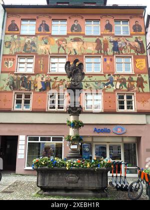 Adlerbrunnen in Waqen im AllgÃ¤u Stockfoto