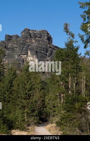 Wandern im Heringsgrund bei Schmilka/Sächsische Schweiz 2 Stockfoto