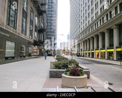 Jackson Boulevard, Chicago, ist die Stadt der Wolkenkratzer. Chicago Straßen, Gebäude und Attraktionen der Stadt Chicago. Stockfoto