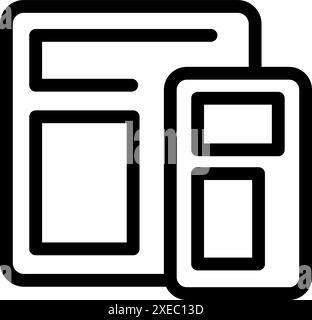 Einfaches Symbol für den Webdesign-Prozess, das das Layout auf Computer und Mobiltelefon anzeigt Stock Vektor