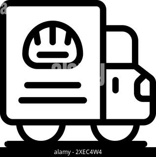 Einfaches Symbol eines Lieferwagens, der Lebensmittel transportiert und einen Fast-Food-Lieferservice darstellt Stock Vektor