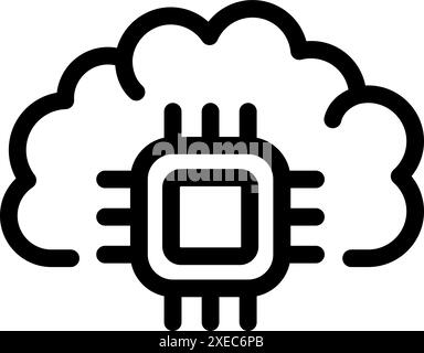 Microchip ist von einer Gehirnwolke umgeben, die das Konzept des Cloud-Computing mit KI zeigt Stock Vektor