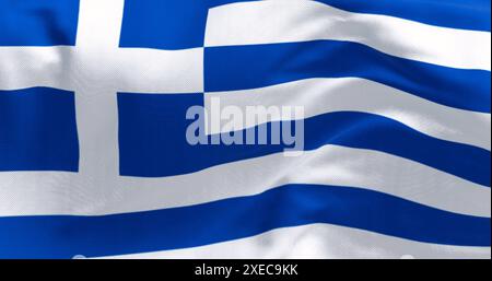 Nahaufnahme der griechischen Nationalflagge, die im Wind winkt Stockfoto