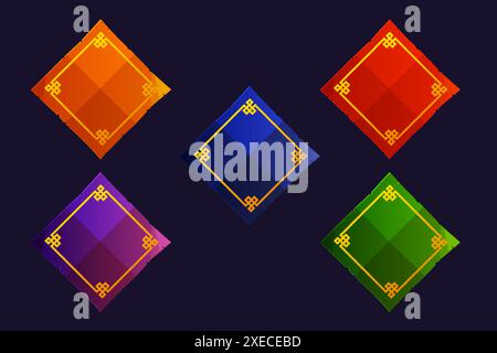 Farbige chinesische Papiere mit Ornament. Banner, Rahmen oder Vorlage für Symbole Stock Vektor