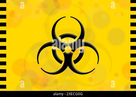 Internationales Symbol für biologische Gefahren, das bei Kontamination mit Infektionskrankheiten verwendet wird. Stockfoto