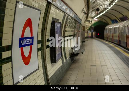 LONDON, 26. JUNI 2024: U-Bahn-Station Marylebone, Teil des Bahnhofs Marylebone Station Stockfoto