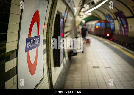 LONDON, 26. JUNI 2024: U-Bahn-Station Marylebone, Teil des Bahnhofs Marylebone Station Stockfoto