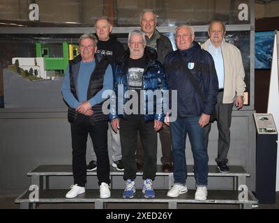 Spieler EC Sieger 1974 1.FC Magdeburg im Magdeburger Technikmuseum am 28/2024 Stockfoto