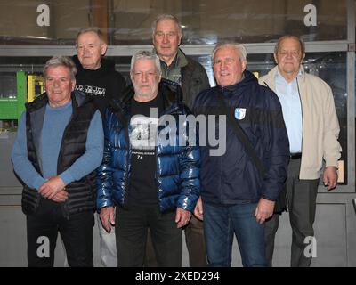 Spieler EC Sieger 1974 1.FC Magdeburg im Magdeburger Technikmuseum am 28/2024 Stockfoto