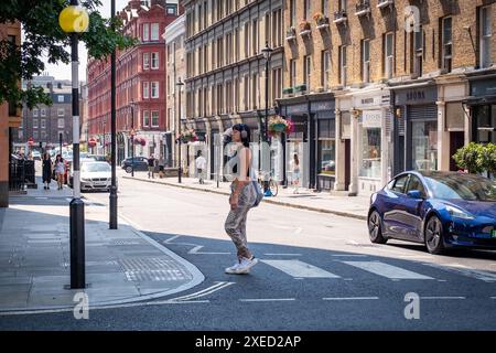 LONDON, 26. JUNI 2024: Chiltern Street in Marylebone. Gehobenes Gebiet und Wahrzeichen des W1 Central London Stockfoto