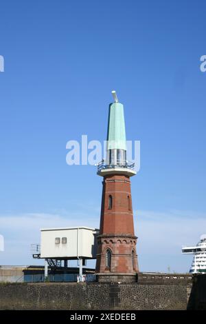 Leuchtturm Ellerholzhafen in Hamburg Stockfoto