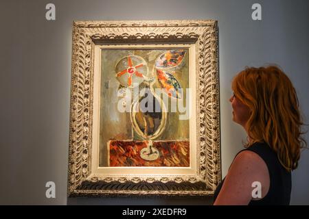 Royal Hospital Chelsea, London 27. Juni 2024 Duncan Grant Artificial Flowers 1916, Öl auf Leinwand auf Ausstellung von Phiilip Mould & Co.in in diesem Jahr Ausgabe der Treasure and Art Fair vom 27. Juni bis 22. Juli. Paul Quezada-Neiman/Alamy Live News Credit: Paul Quezada-Neiman/Alamy Live News Stockfoto