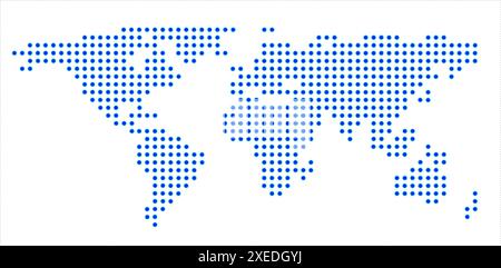 Modernes neues gepunktetes Weltkartenbild, Weltkartenbild, isoliert auf weißem Hintergrund, Info-Grafik, flache Erde, Globe, Weltkartensymbol. Reisen Sie weltweit Stock Vektor