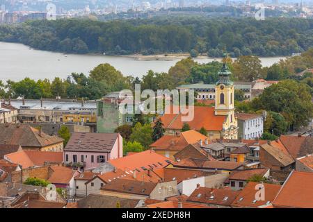 Belgrad, Serbien Panoramablick mit Kirche, Zemun Stockfoto