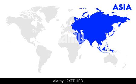 Politische Asienkarte, Weltkartenbild, isoliert auf weißem Hintergrund, Info-Grafik, flache Erde, Globe, Weltkartensymbol. Reisen Sie weltweit Stock Vektor