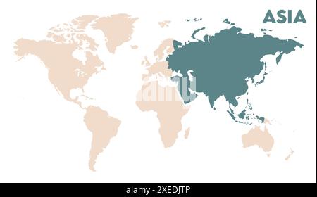 Asia MAP, Weltkartenbild, isoliert auf weißem Hintergrund, Info-Grafik, flache Erde, Kugel, Weltkartensymbol. Reisen Sie weltweit Stock Vektor