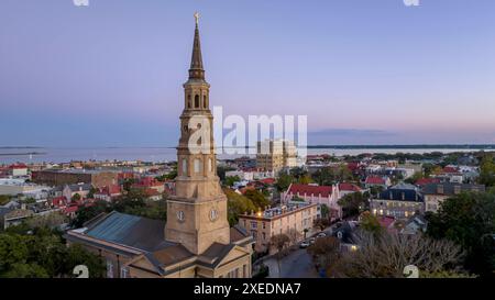 Luftaufnahme Der St. Philips Kirche Im Historischen Charleston South Carolina Stockfoto