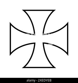 Maltesisches Kreuz, christliches Kreuz, Umrissform Stock Vektor
