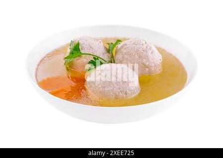 Gemüsesuppe mit Hähnchenfleisch in einer Schüssel Stockfoto