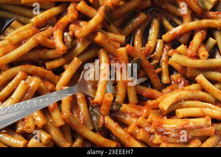 Cucurbita pepo variegata styriaca, Steirischer Kürbis, in Nudeln Stockfoto